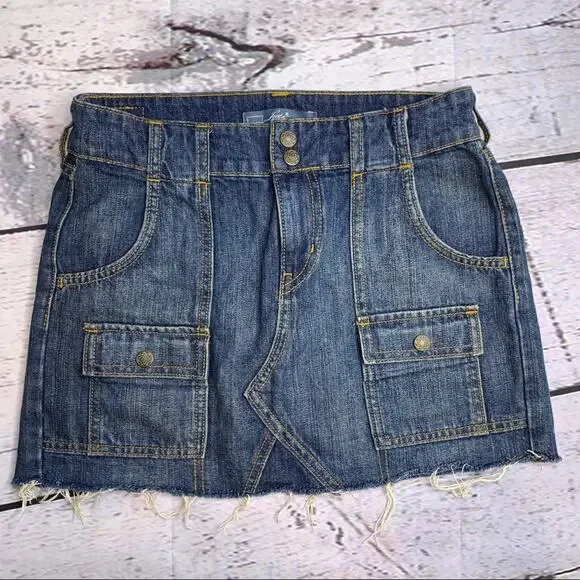 Levi’s Skirts denim raw frayed hem size 0 LIKE NEW - Picture 8 of 9
